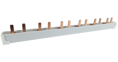 Bara Pieptene busbar OMU SYSTEM 2 poli 63A izolata 210mm 10mm² tip pini , 12 module pentru conexiuni electrice 230/400V AC [1]