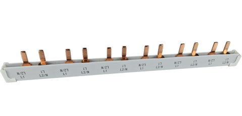 Accesorii electrice - Bara Pieptene busbar OMU SYSTEM 2 poli 63A izolata 210mm 10mm² tip pini , 12 module pentru conexiuni electrice 230/400V AC