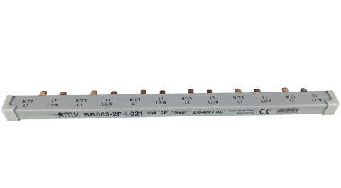 Bara Pieptene busbar OMU SYSTEM 2 poli 63A izolata 210mm 10mm² tip pini , 12 module pentru conexiuni electrice 230/400V AC [2]