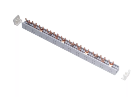 Bara Pieptene busbar OMU SYSTEM 3 poli 63A izolata 210mm 10mm² tip furca U, 12 (4x3) module pentru conexiuni electrice 230/400V AC [1]
