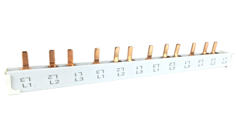 Accesorii electrice - Bara Pieptene busbar OMU SYSTEM 3 poli 63A izolata 210mm 10mm² tip pin I, 12 (4x3) module pentru conexiuni electrice 230/400V AC