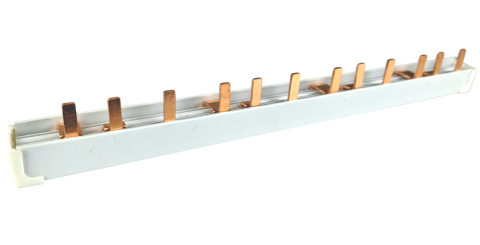 Bara Pieptene busbar OMU SYSTEM 3 poli 63A izolata 210mm 10mm² tip pin I, 12 (4x3) module pentru conexiuni electrice 230/400V AC [1]