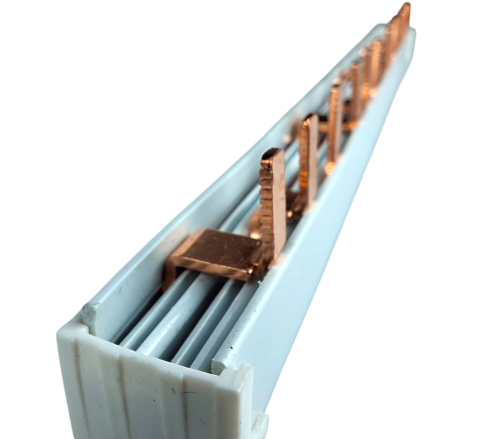 Bara Pieptene busbar OMU SYSTEM 3 poli 63A izolata 210mm 10mm² tip pin I, 12 (4x3) module pentru conexiuni electrice 230/400V AC [4]