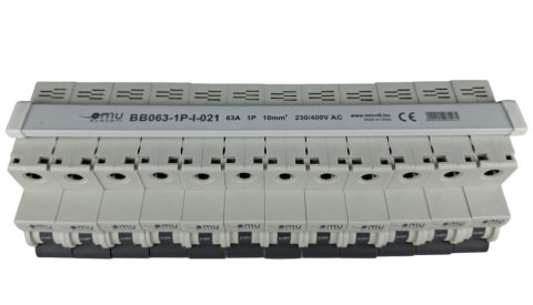 Bara Pieptene busbar OMU SYSTEM 1 pol 63A izolata 210mm 10mm² tip pini , 12 module pentru conexiuni electrice 230/400V AC [5]