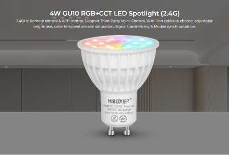 Bec LED 4W GU10 RGB+CCT LED Spotligh 320lm 80lm/W 2700K~6500K, 16 milioane de culori intensitatea luminii ajustabila, control de la distanta 30m 2.4GHz [3]
