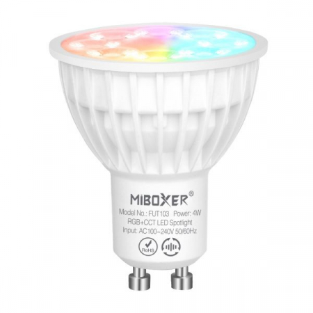 Becuri LED - Bec LED 4W GU10 RGB+CCT LED Spotligh 320lm 80lm/W 2700K~6500K, 16 milioane de culori intensitatea luminii ajustabila, control de la distanta 30m 2.4GHz