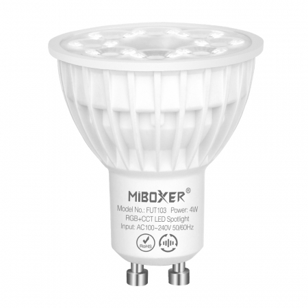 Bec LED 4W GU10 RGB+CCT LED Spotligh 320lm 80lm/W 2700K~6500K, 16 milioane de culori intensitatea luminii ajustabila, control de la distanta 30m 2.4GHz [1]