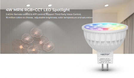 Bec LED Miboxer Mi-Light MR16 4W 12V AC/DC 400lm 100lm/W RGB+CCT LED Spotlight 2700-6500K, 16 milioane de culori, intensitatea luminii ajustabila, control de la distanta 30m 2.4GHz [4]