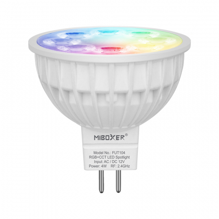 Becuri LED - Bec LED Miboxer Mi-Light MR16 4W 12V AC/DC 400lm 100lm/W RGB+CCT LED Spotlight 2700-6500K, 16 milioane de culori, intensitatea luminii ajustabila, control de la distanta 30m 2.4GHz