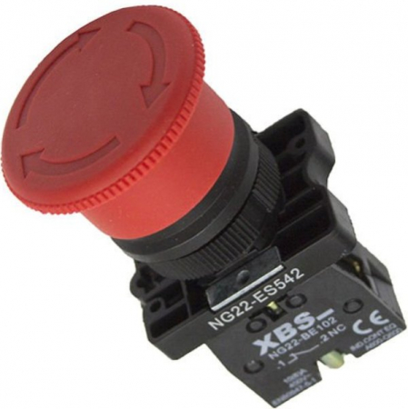 Accesorii tablouri electrice - Buton rosu de urgenta ciuperca STOP 1NC 6A cu cap de eliberare 40mm pentru tablouri electrice