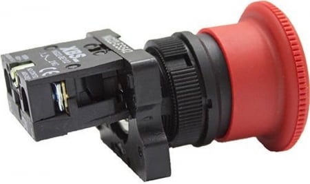 Buton rosu de urgenta ciuperca STOP 1NC 6A cu cap de eliberare 40mm pentru tablouri electrice [1]