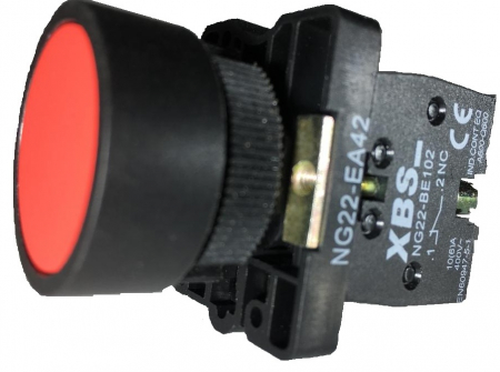 Accesorii tablouri electrice - Buton rosu simplu fara lumina cu revenire pentru tablouri electrice 1NC 6A 230V