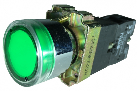 Tablouri electrice - Buton verde iluminat cu revenire pentru tablouri electrice 1NO 6A 1W 230V