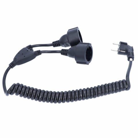 Cablu spiralat cu contact de protecție bidirecțional, negru H05VV-F 3G1,5 230V / 16A / max. 3500W- IP20 extensie până la 2,5 m [4]