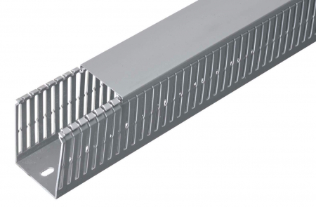 Trasee electrice - Canal cablu perforat 2m slitat 40x40mm gri pentru circuite electrice in tablouri