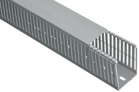 Trasee electrice - Canal cablu perforat 2m slitat 60x40mm gri pentru circuite electrice in tablouri