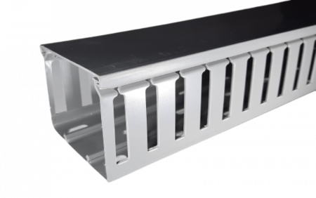 Trasee electrice - Canal cablu perforat slitat Elettrocanali 100x40mm gri pentru circuite electrice