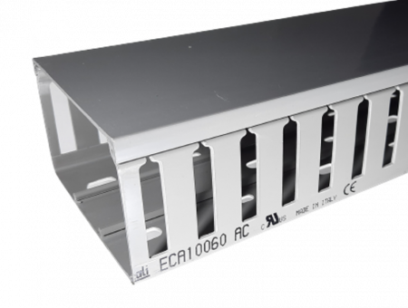 Canal cablu plastic PVC - Canal cablu perforat slitat Elettrocanali 100x60mm gri pentru circuite electrice