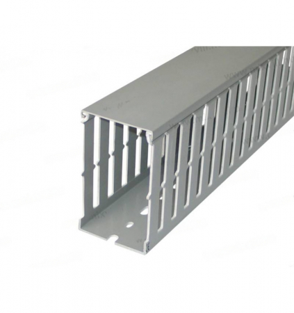 Trasee electrice - Canal cablu perforat slitat Elettrocanali 60x100mm gri pentru circuite electrice