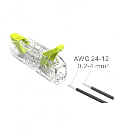 Clema conectare 2 fire 0.2-4mm² cupru litat/flexibil si masiv/solid 400V 32A, transparenta tip push-in [9]