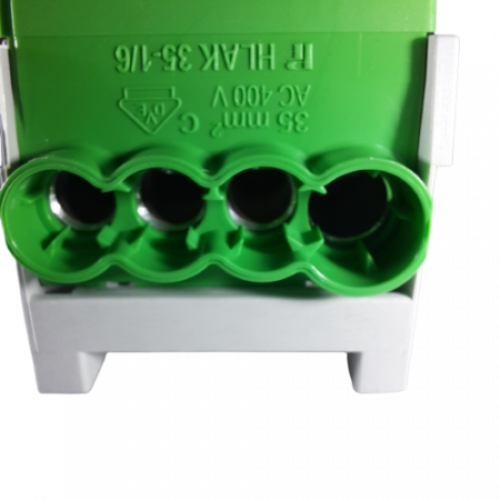 Clema de distributie derivatie 1 pol pe sina DIN omega 4 intrari ( 1x35+3x25mm2) verde pentru impamantare [3]