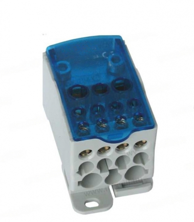 Cleme pe sina DIN - Clema de distributie pe sina 500A 1 pol cu capac intrare 24x8mm2 si iesire 2x6-35mm2 + 5x2.5-16mm2 + 4x2.5-10mm2