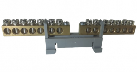 Cleme pe sina DIN - Clema dubla bloc terminal 2x7 gauri cu prindere pe sina DIN 35mm max 16mm²