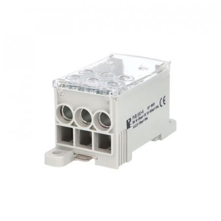 Cleme pe sina DIN - Clema pe sina bloc de distribuție a fazelor PVB 160-6 160A 1x16-95mm² + 6x2,5-35mm² Cu-Al 1000V AC / DC