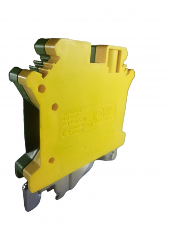 Cleme pe sina DIN - Clema pe sina bloc terminal 10mm² verde-galben 76A 42.5x47mm 690V