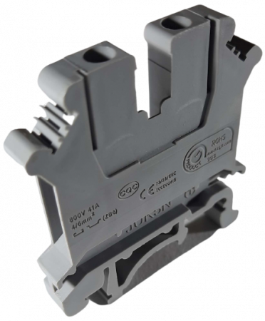 Cleme pe sina DIN - Clema sir terminala 4mm² gri montaj pe sina DIN 35mm 690V 32A