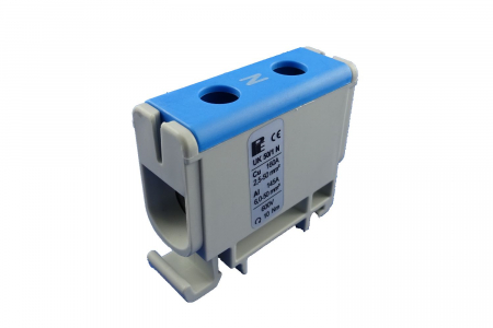 Cleme pe sina DIN - Clema terminala conexiune 1 pol albastra Cu-Al 2x50mm²​​​​​​​ montare pe sina DIN 35mm 145A (Al) 160A ( Cu)