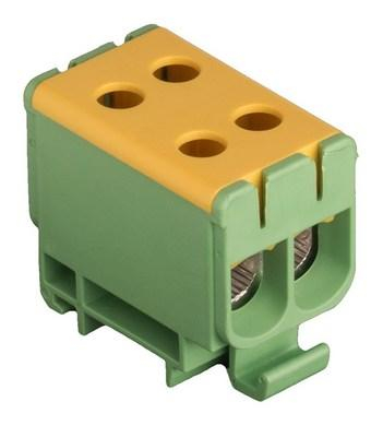 Cleme pe sina DIN - Clema terminala conexiune 1 pol verde galben Cu-Al 4x50mm²​​​​​​​ montare pe sina DIN 35mm 145A (Al) 160A ( Cu)