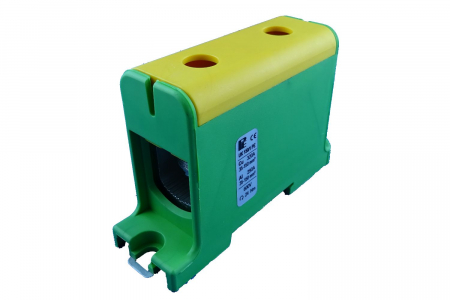 Cleme pe sina DIN - Clema terminala conexiune verde galben Cu-Al 150mm² montare pe sina DIN 35mm 290A (Al) 320A ( Cu)