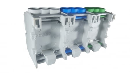 Cleme de distributie derivatie pentru conexiuni monofazice 25mm²/35mm² Cu-Al montaj pe sina DIN 100A [2]