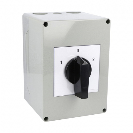 Intrerupatoarea industriale - Comutator cu came 63A 18.5kW 3 poli 1-0-2 IP65 rotativ inchis comutator inversor motor trifazat in carcasa din plastic 125X175mm cu maner negru