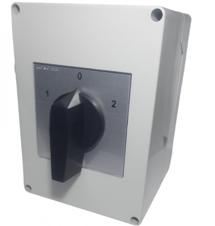 Comutator cu came 63A 18.5kW 3 poli 1-0-2 IP65 rotativ inchis comutator inversor motor trifazat in carcasa din plastic 125X175mm cu maner negru [5]