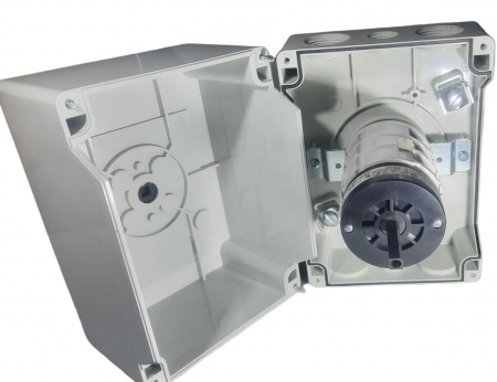 Comutator cu came 63A 18.5kW 3 poli 1-0-2 IP65 rotativ inchis comutator inversor motor trifazat in carcasa din plastic 125X175mm cu maner negru [8]