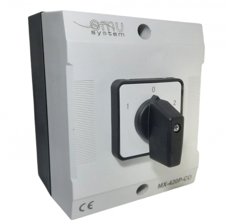 Intrerupatoarea industriale - Comutator 20A 4kw 1-0-2 4 poli 400V AC IP65 industrial aplicat casetat  pentru transfer manual