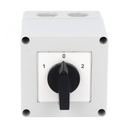 Comutator 25A 7.5kW 3 poli 1-0-2 IP65 rotativ inversor de sens motor  75x75mm [1]