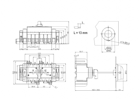 Comutator sursa 3x100A 3 poli 100A 1-0-2 rotativ modular montare pe sina [2]