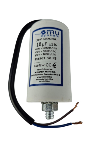Accesorii electrice - Condensator de operare 18μF 450V AC cu cablu șurub M8 cu piulita fir de 20cm
