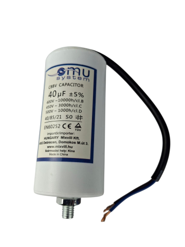 Accesorii electrice - Condensator de operare 40μF 450V AC cu cablu șurub M8 cu piulita fir de 20cm