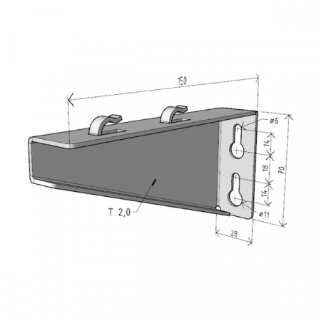 Consola 150x70mm electro-galvanizata suport pentru prindere canal cablu din sarma mesh 100mm sau 50mm [1]