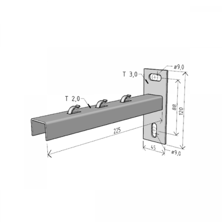 Consola 225x120mm NPZM200 electro-galvanizata suport pentru prindere canal cablu din sarma mesh 200mm, susținere maxim 85 kg [3]