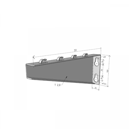 Consolă 250x100mm NZM250 electro-galvanizată suport pentru prindere canal cablu din sârmă mesh 250mm, susținere maxim 110 kg [1]