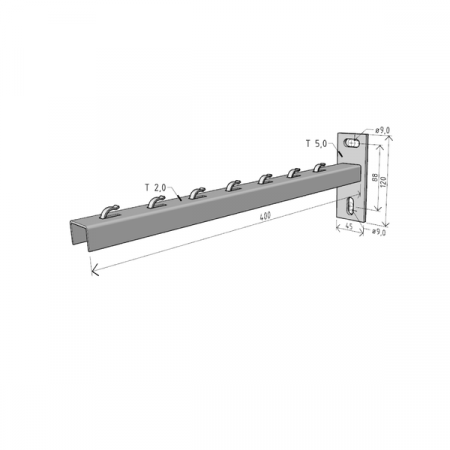 Consola 400x120mm NPZM400 electro-galvanizata suport pentru prindere canal cablu din sarma mesh 400mm, susținere maxim 78 kg [1]