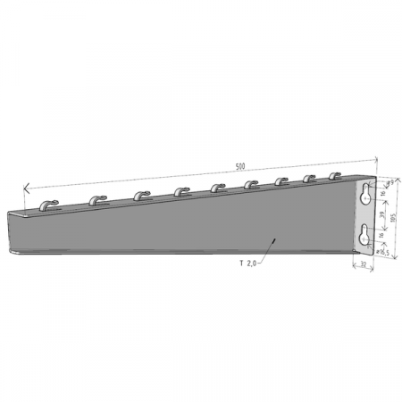 Consolă 500x105mm NZM500 electro-galvanizată suport pentru prindere canal cablu din sârmă mesh 400mm, susținere maxim 150 kg [1]