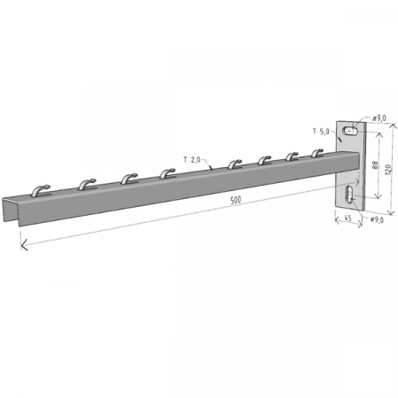 Consola 500x120mm NPZM500 electro-galvanizata suport pentru prindere canal cablu din sarma mesh 400mm, susținere maxim 75 kg [1]