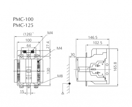 Contactor 3 poli 125A cu bobina la 230V AC 2NO+2NC 2 contacte normal deschise + 2 contacte normal inchise [1]