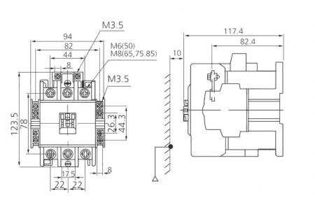 Contactor 3 poli 50A cu bobina la 400V AC 2NO+2NC 2 contacte normal deschise + 2 contacte normal inchise [2]